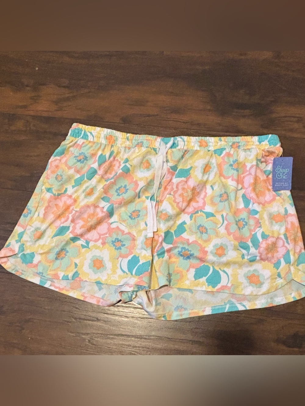 NWT Sleep Chic Women's Plus Lounge Shorts XXL Pastel Summer Floral Drawstring
